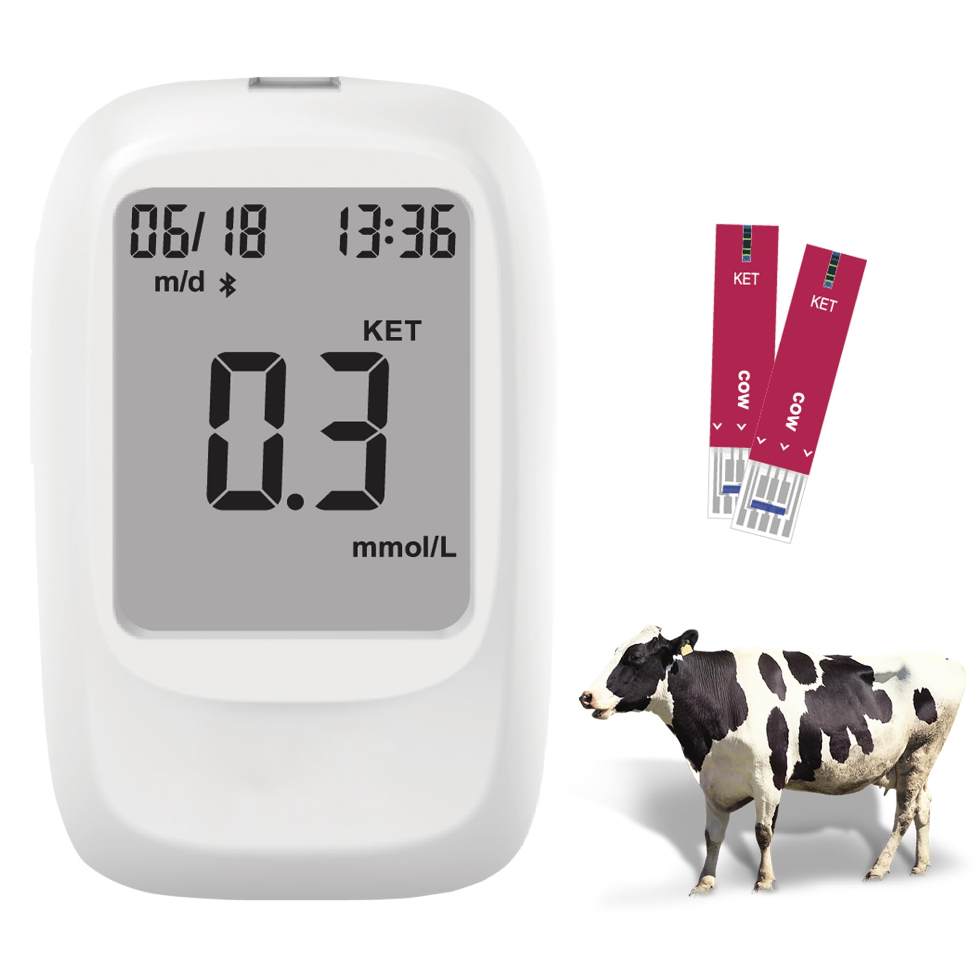 Cow Blood Ketone Meter Kit for Keto, Complete Ketosis Blood Meter Kit, Ketone Test Kit with Ketone Monitor Keto Strips for Cow on Home Farm