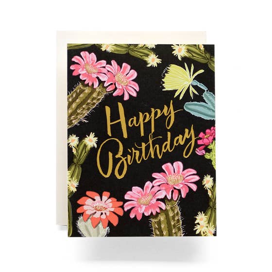 Antiquaria - Cactus Blooms Birthday Greeting Card