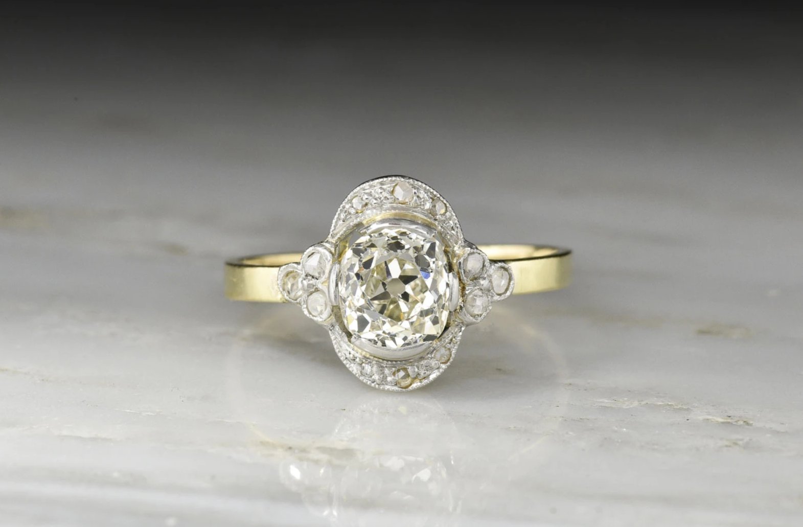 Belle Époque 1.3 Carat Old Mine Cut Diamond Engagement Ring - Pebble ...