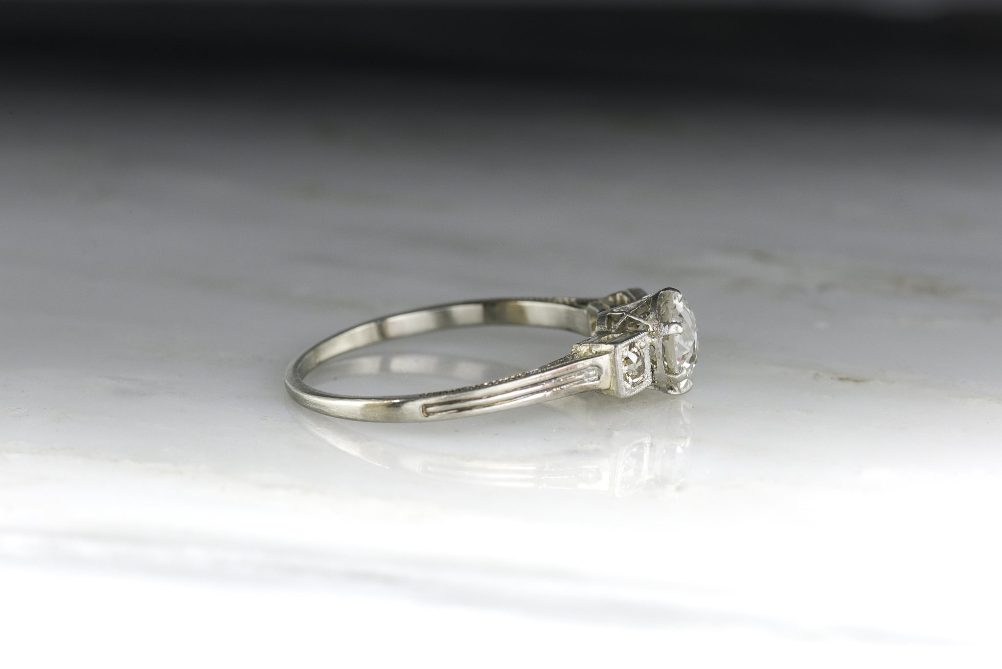 Vintage Art Deco/ Mid-Century Old European Cut Diamond Engagement Ring ...