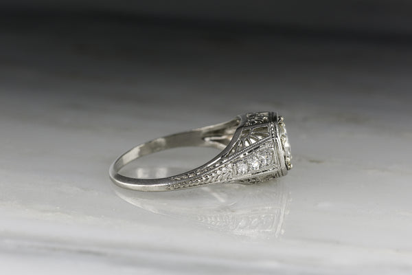 Vintage Edwardian / Art Deco Old European Cut Diamond Engagement Ring ...