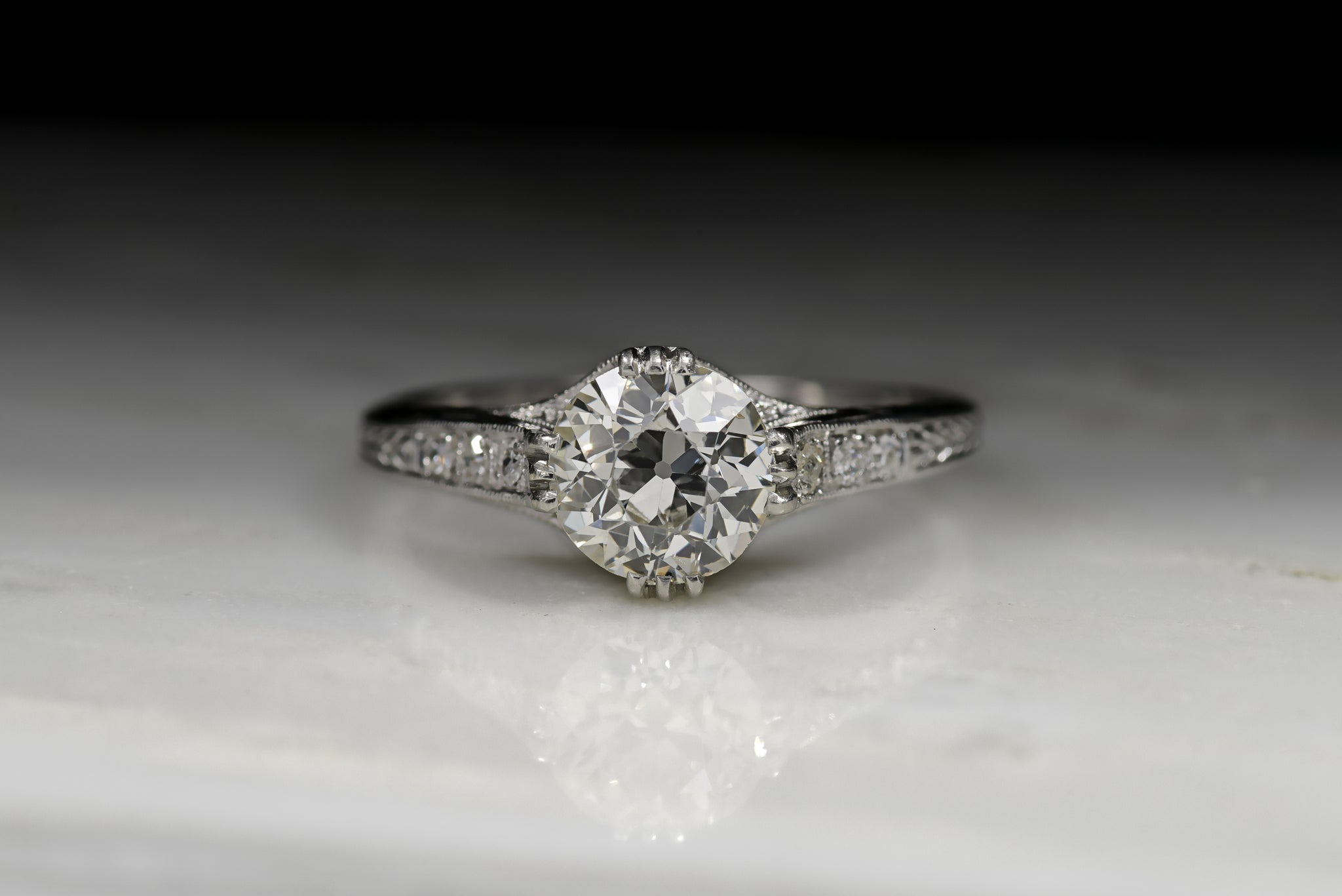 Antique Edwardian 1.54 Carat Old European Cut Diamond Engagement Ring ...