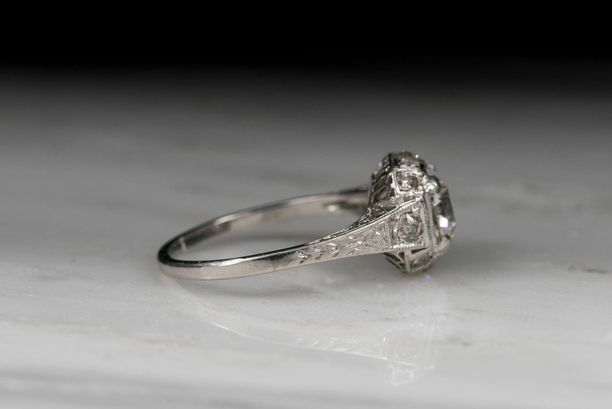 Vintage Edwardian 1.12 Carat Old European Cut Diamond Engagement Ring ...