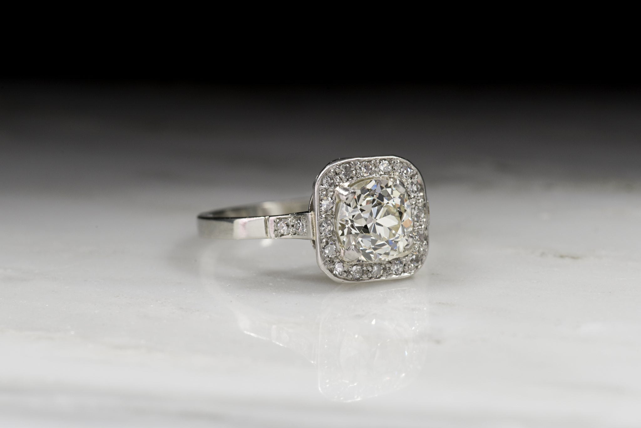 Art Deco Old European Cut Diamond Engagement Ring; French Hallmarks ...