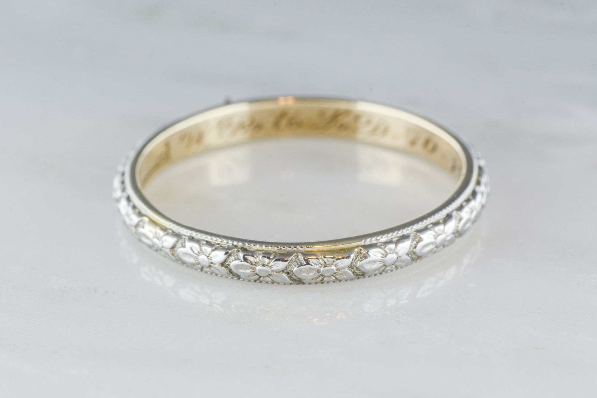  Antique  Two Tone Men s  Victorian 14K Gold Wedding  Band  