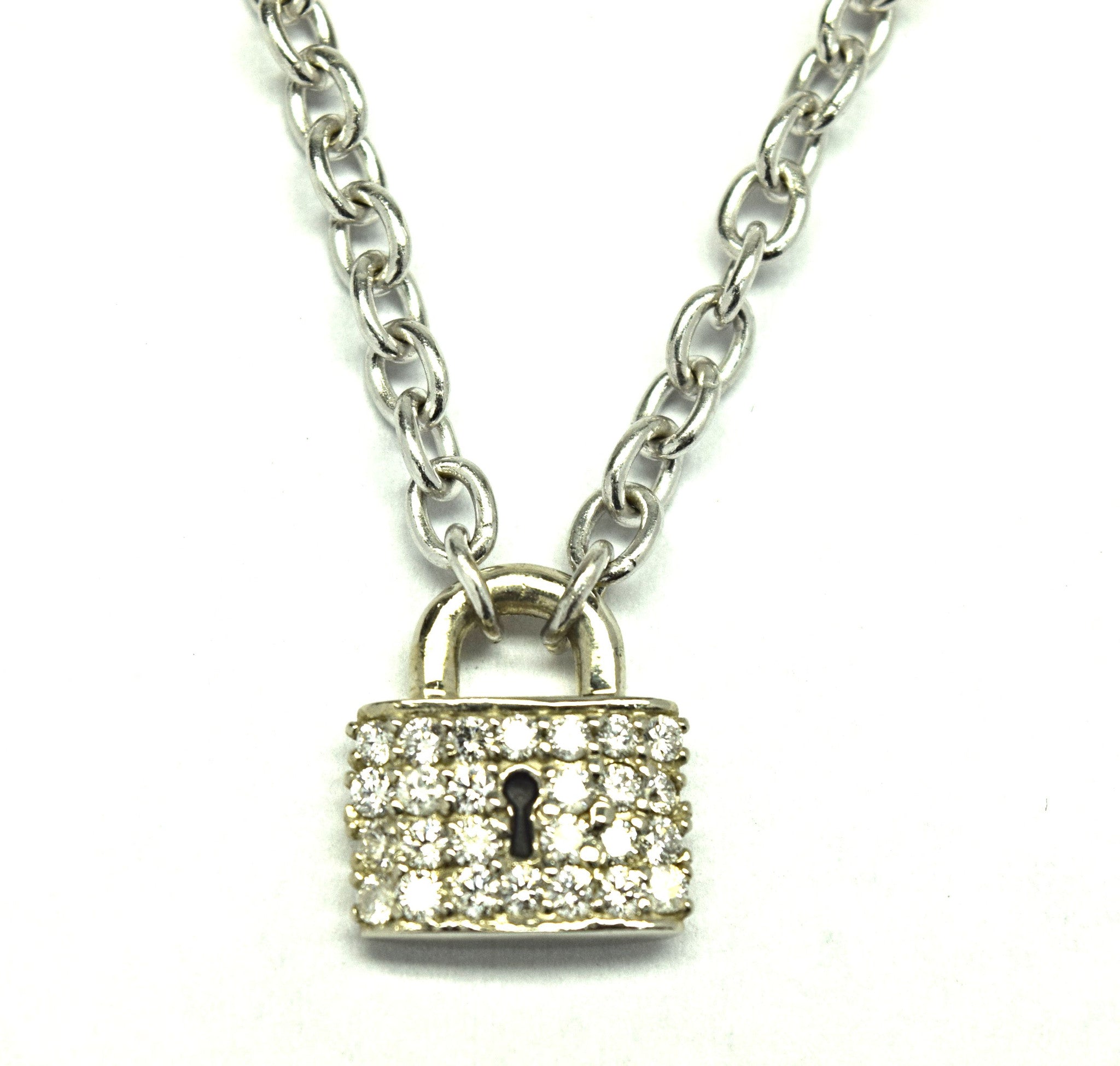 White Gold Diamond Lock Necklace – jewelry custom design