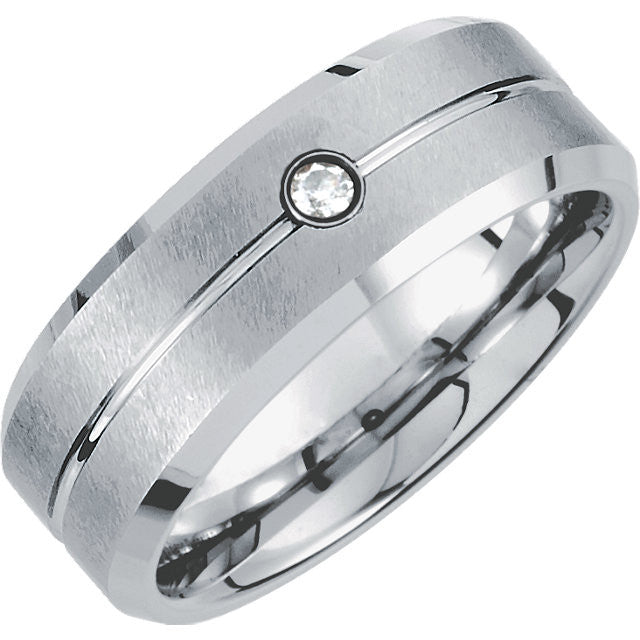 Tungsten & Steel Bezel Diamond Band