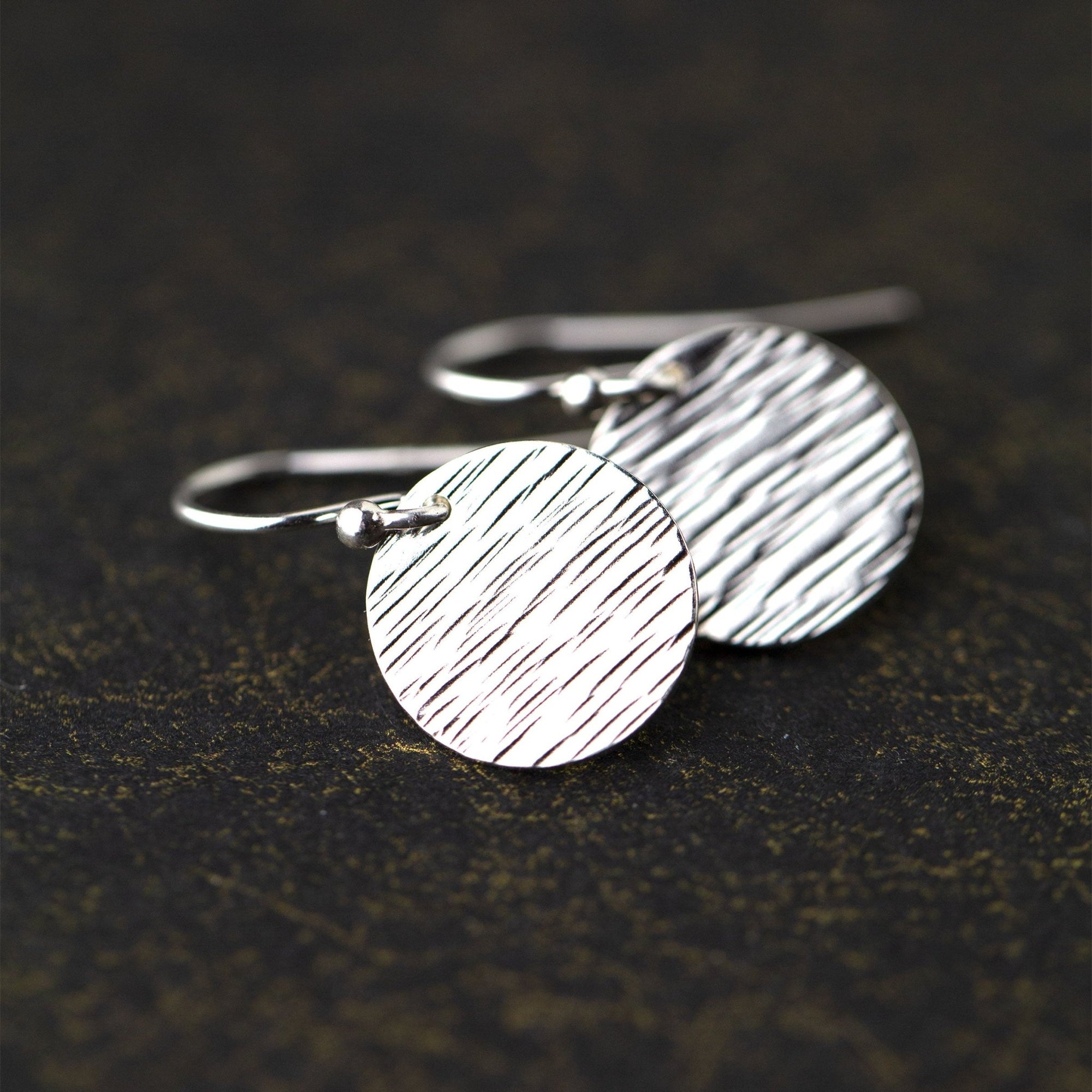 Silver Medium Hammered Domed Disc Earrings – Burnish