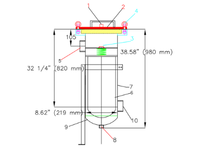 Example #2 Size Bag Filter Housing Dimensional Drawing