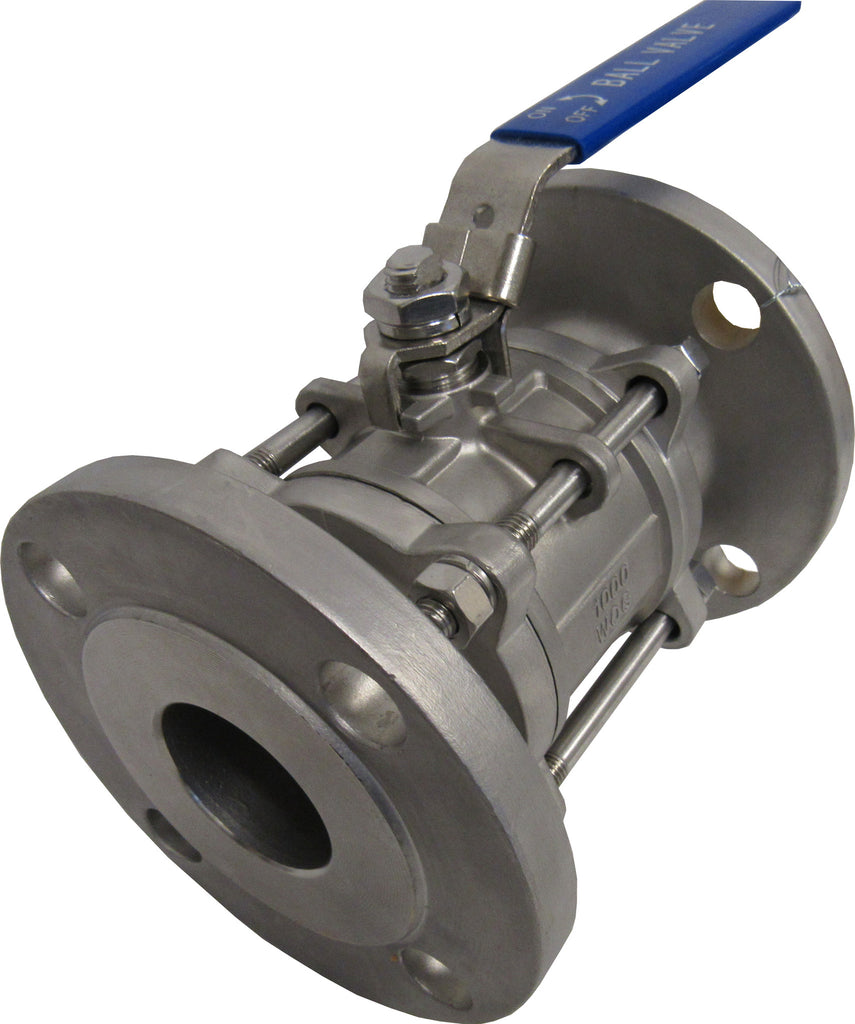 4" Flanged Stainless Steel Full Port 3 Piece Ball Valve