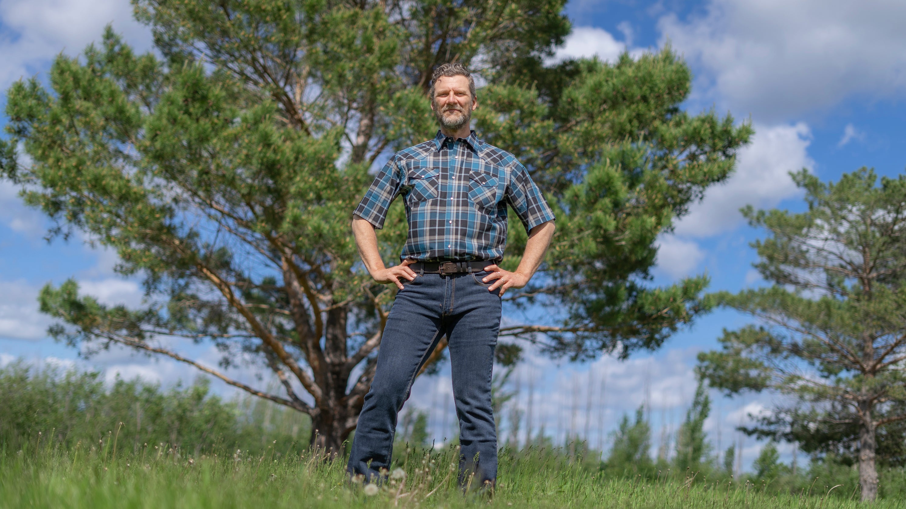 Men's Snap Plaid Shirt (Teal) - I30E00-39 - MWG Apparel product image