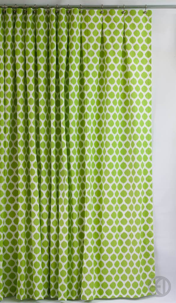 green and white shower curtain