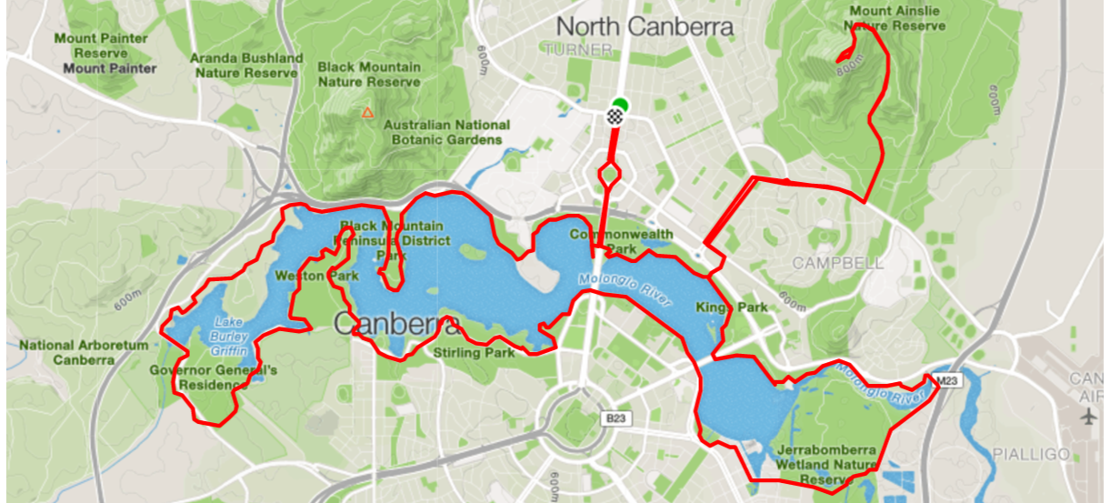 Bike Routes Livelo Canberra Lake Burley Griffin Loop + Mt Ainslie