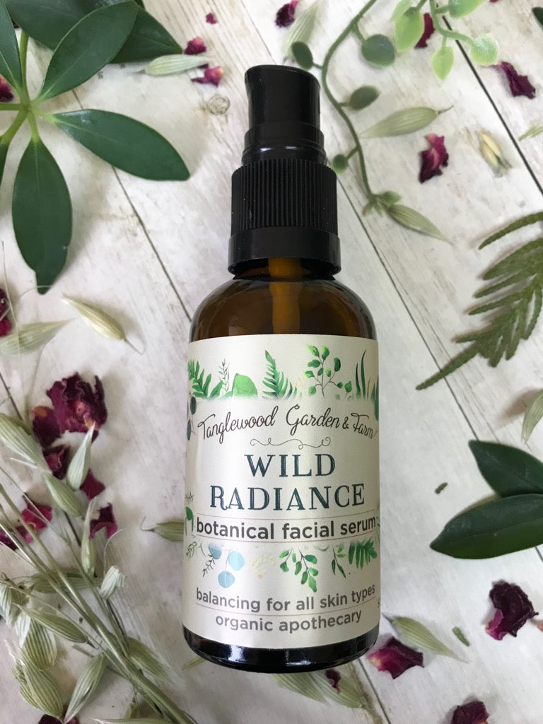 Wild Radiance~ Organic Facial Serum 50ml glass bottle– Tanglewood Garden &  Farm Organic Skincare & Wellness