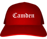 Camden Arkansas AR Old English Mens Trucker Hat Cap Red