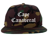 Cape Canaveral Florida FL Old English Mens Snapback Hat Army Camo