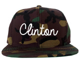 Clinton Tennessee TN Script Mens Snapback Hat Army Camo