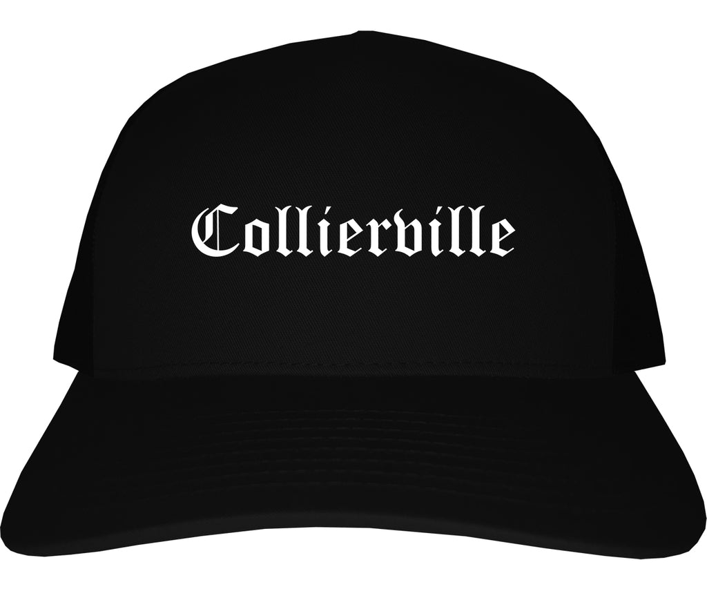 Collierville Tennessee TN Old English Mens Trucker Hat Cap Black