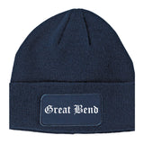 Great Bend Kansas KS Old English Mens Knit Beanie Hat Cap Navy Blue