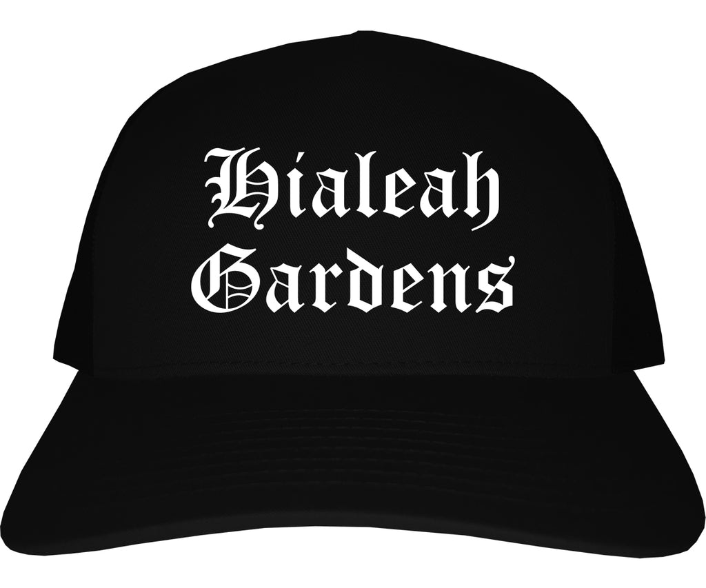 Hialeah Gardens Florida Fl Old English Mens Trucker Hat Cap