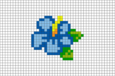 Blue Hibiscus Pixel Art – BRIK