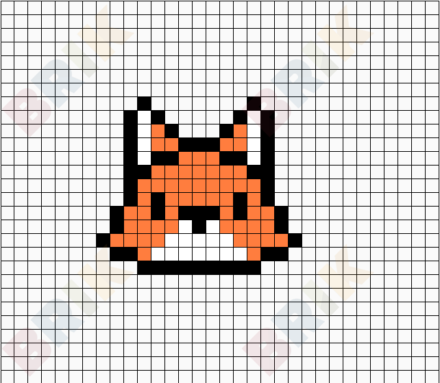 Cute Easy Fox Pixel Art Grid - greencamiljo