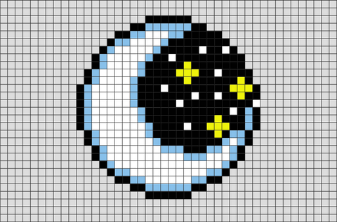 pixel moon minecraft patterns grid templates easy stitch pattern crescent drawing template anime cross stars night sky pixelart 8bit bead