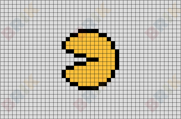 pac man logo in pixel form