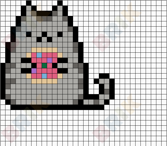 Pixilart - Pusheen Cat w/Dount by Cahill