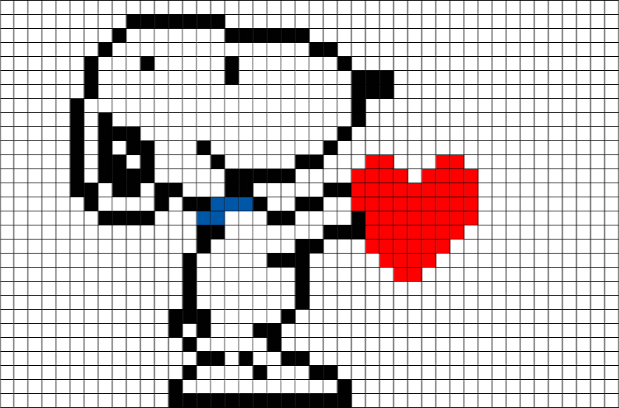 Snoopy Heart Pixel Art – BRIK