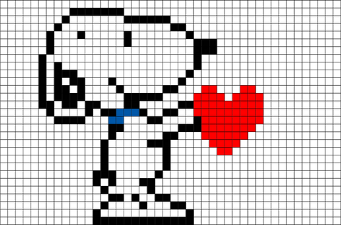 Snoopy Heart Pixel Art – BRIK