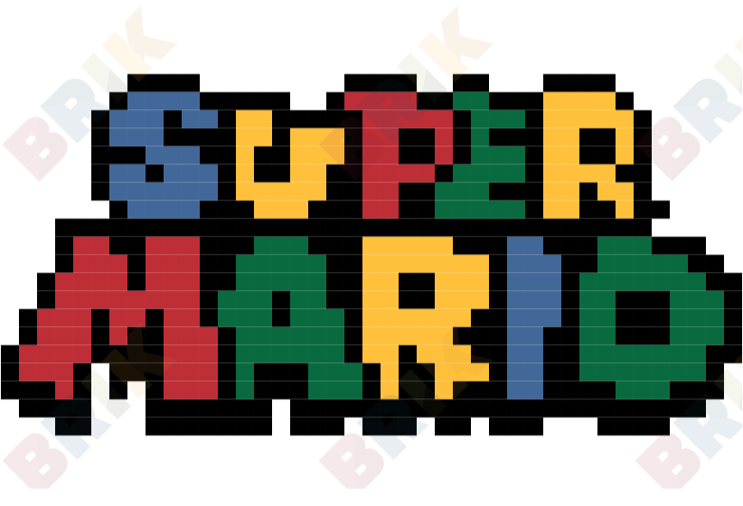 super mario logo pixel art