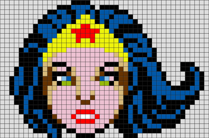 Wonder Woman Face Pixel Art – BRIK