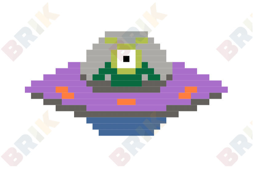 World Ufo Day Pixel Art Brik