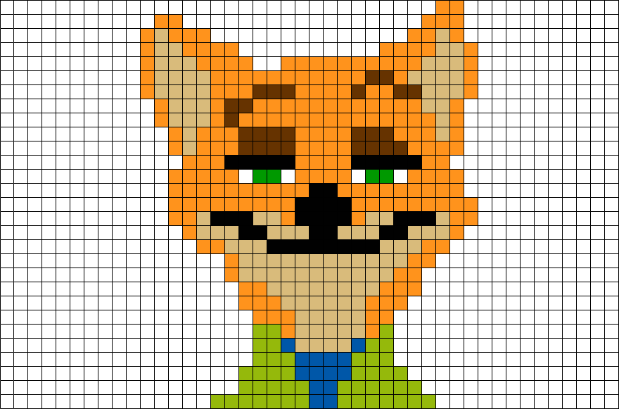Zootopia Fox Nick Wilde Pixel Art Brik