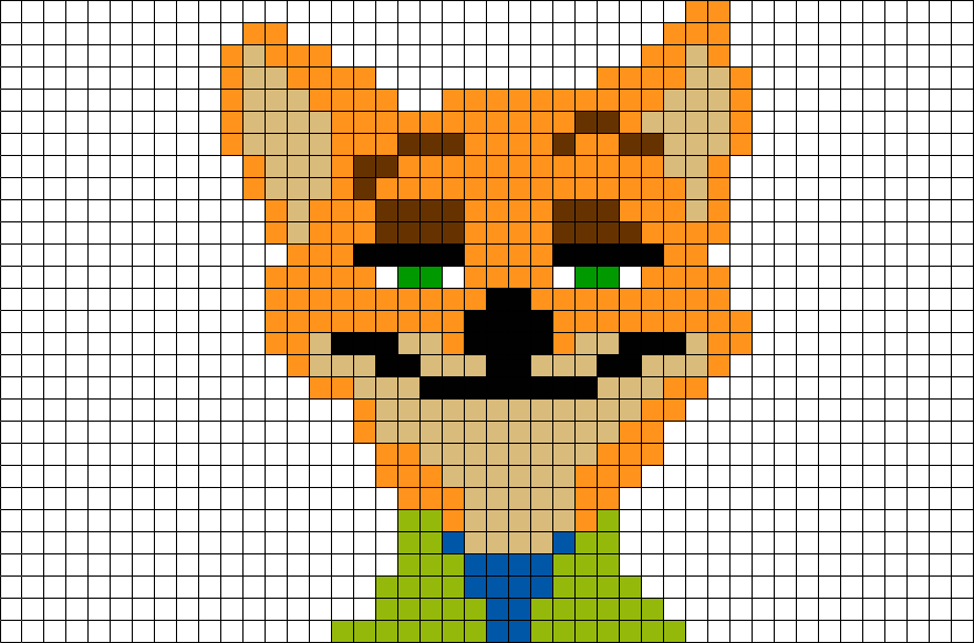 Zootopia Fox Nick Wilde Pixel Art – BRIK