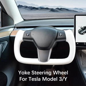 LuxeDrive Napa Leather Steering Wheel for Tesla Model 3 and Model Y - Ghori Products