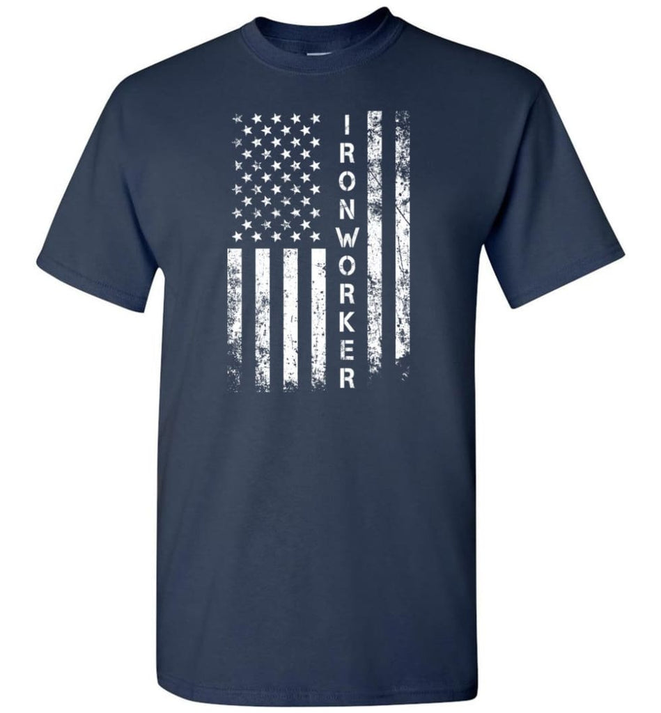 American Flag Ironworker - Short Sleeve T-Shirt - Navy / S