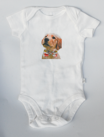 Baby Benny on a onsie for the new baby they are expecting.