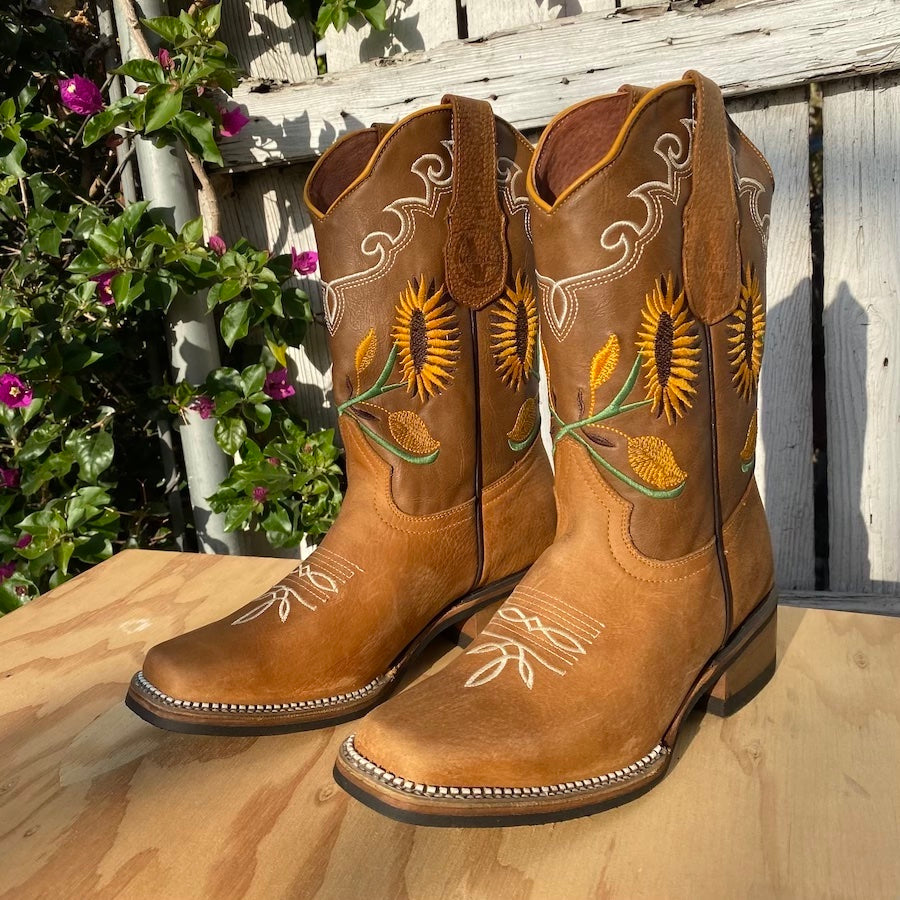 JB-VE311 Tan Girasoles - Botas Vaqueras para Mujer – Bota Exotica