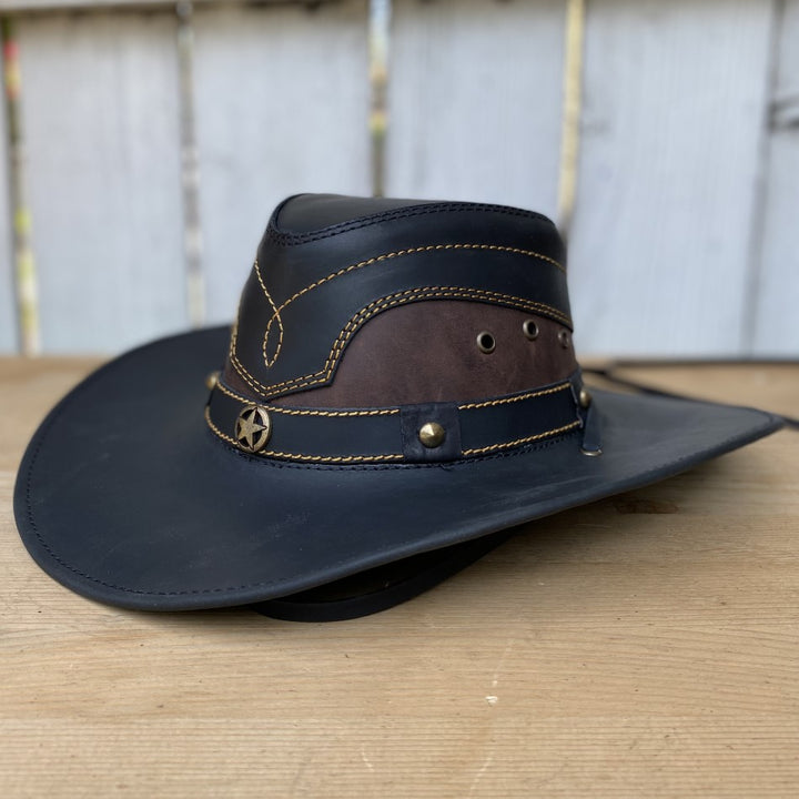 Sombrero de Cuero Negro Cocodrilo Imitacion - Sombreros de Cuero – Bota Western Wear Amor
