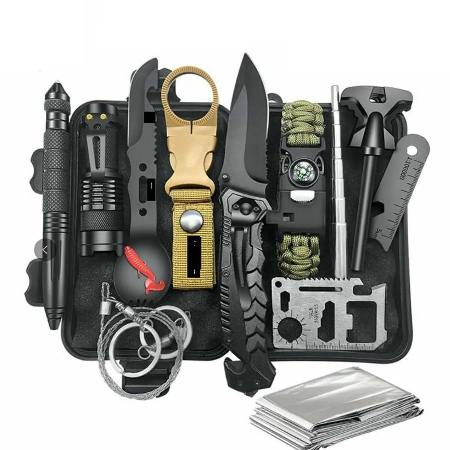 14in1 Outdoor Emergency Survival Gear Kit Camping Hiking Survival Gear Tools Kit Survival Gear And Equipment, Outdoor Fishing Hunting Camping Accessories