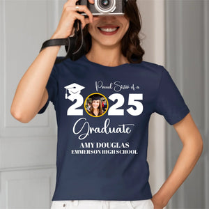 Custom Graduation Photo T-shirt, Proud Mom Of A Graduate - Joliny