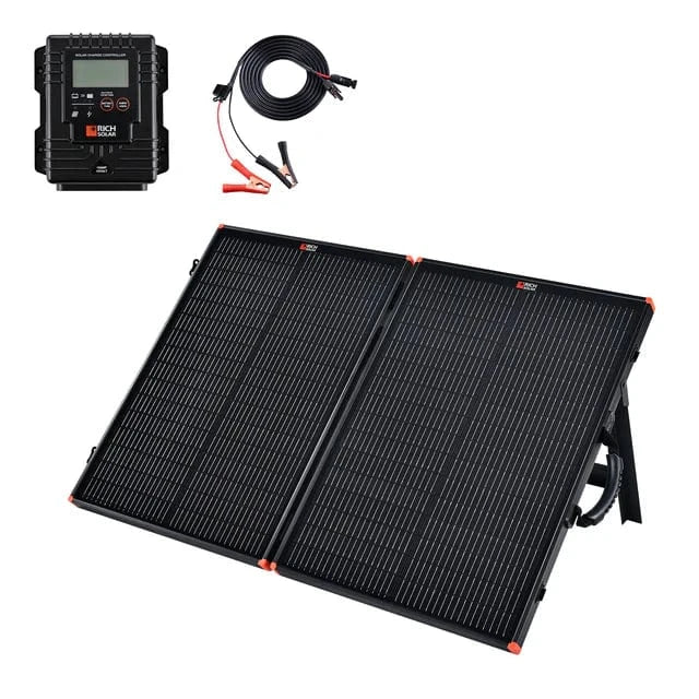 RICH SOLAR MEGA 100 Portable Briefcase Charging Kit | 100 Watt Portable Solar Panel | Premium 12V Portable Solar Panel for Generators, Boats, Power Stations | High Efficiency