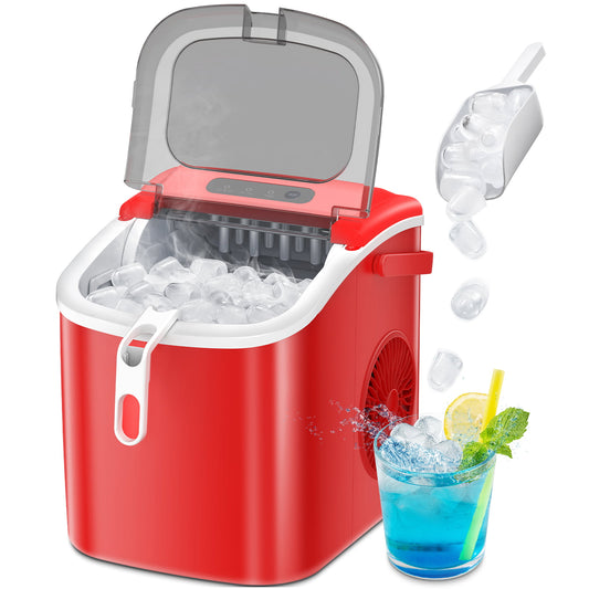 Countertop Ice Maker, 26 lbs in 24 Hours, 9 Bullet Ice Cubes Ready in 6  Mins, Portable Ice Machine with Handle, 2 Sizes Ice Cubes, with Ice Scoop  and