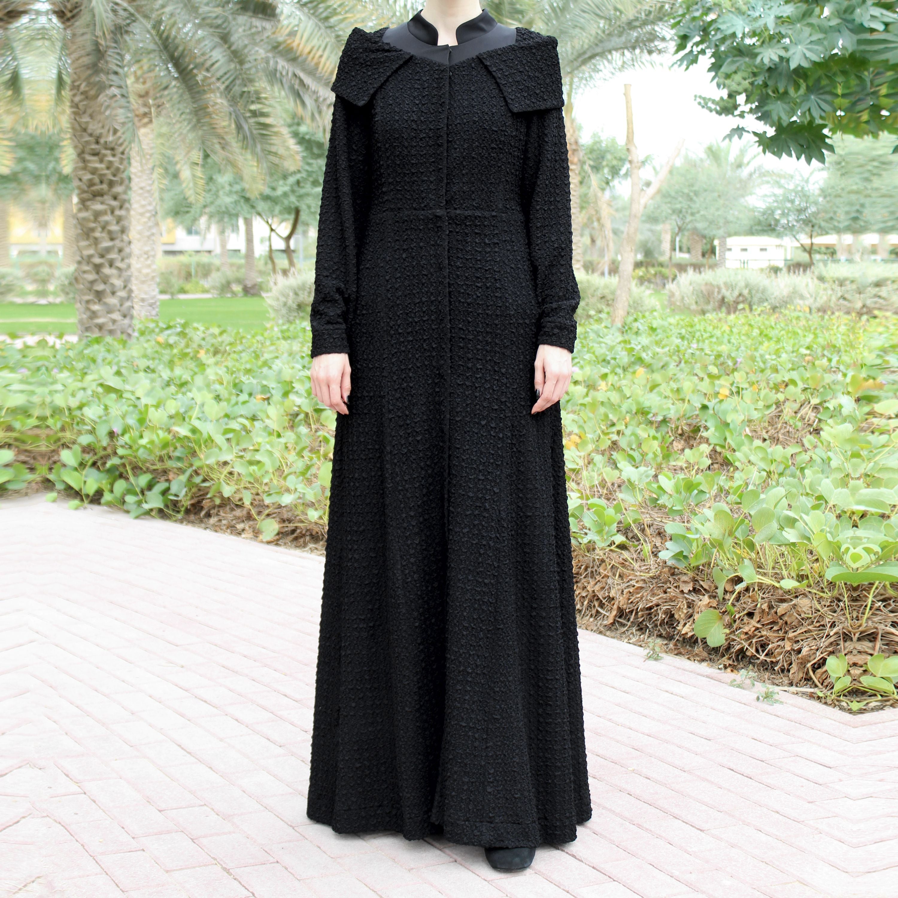 black open front abaya