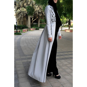 Criss-Cross Abaya Gown - Light Grey-Abaya-Lana Lik Clothing