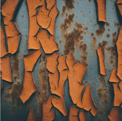 Rusted metal and peeling paint