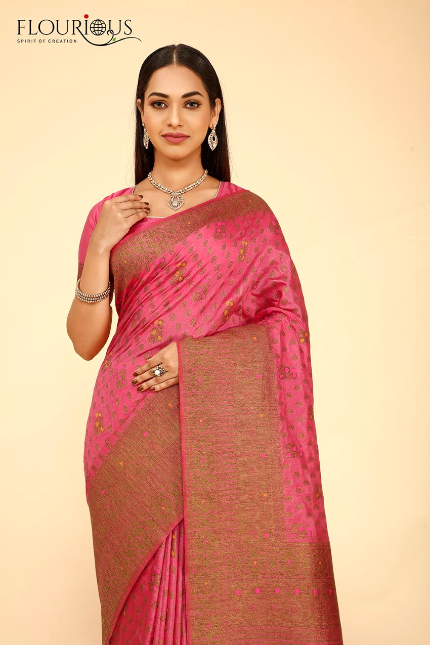 Buy Bridezilla Fab Women Soft Silk Plain Saree With Unstitched