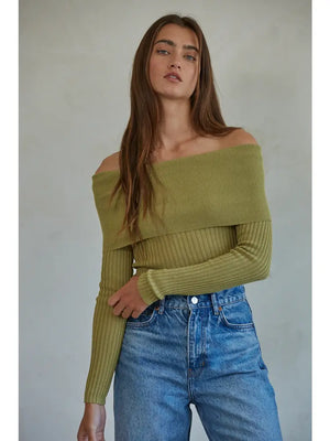Ribbed Off The Shoulder Knit Sweater - Belle Riel